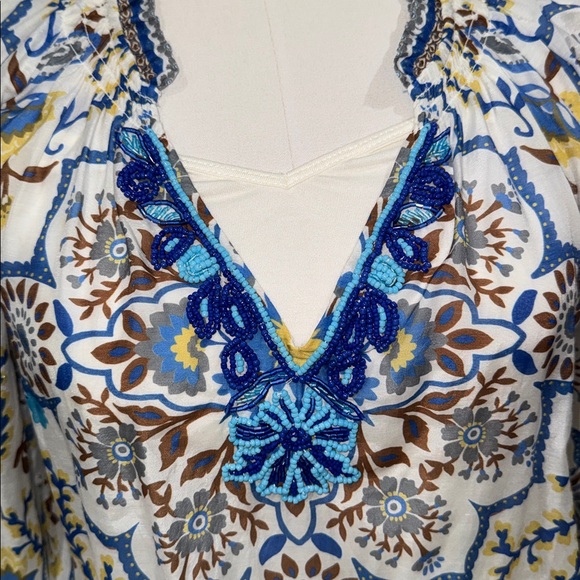 Hale Bob Blue and Yellow Floral Blouse - Picture 2 of 11
